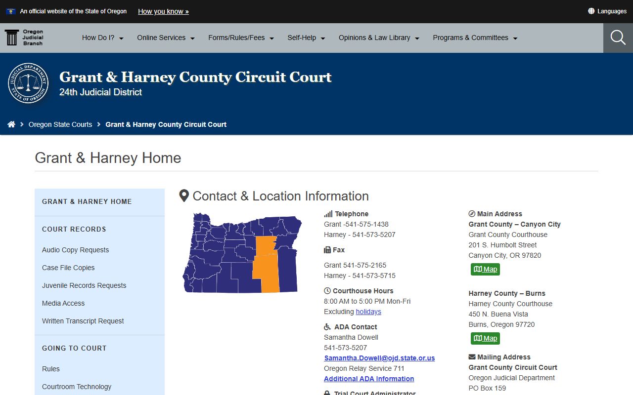 Grant County Circuit Court website for divorce decree records