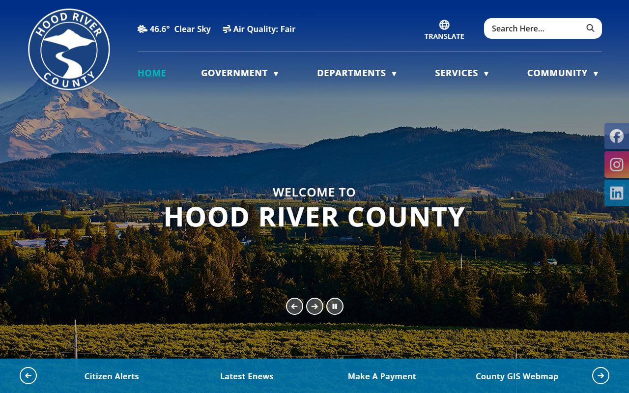 Hood River County government website with links to divorce decree resources