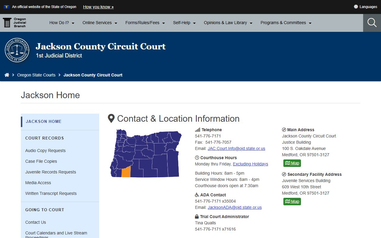 Jackson County Circuit Court website for divorce decree case information