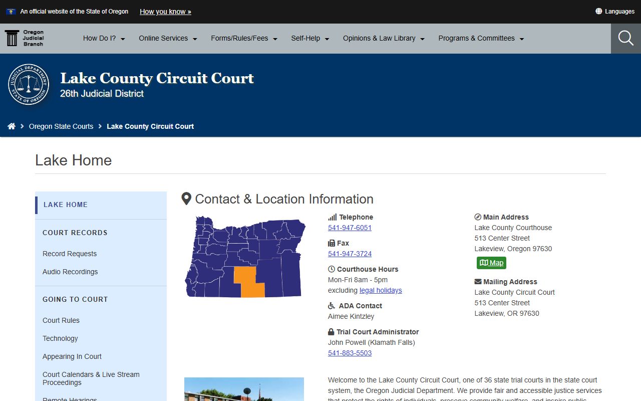 Lake County Circuit Court page for divorce decree records