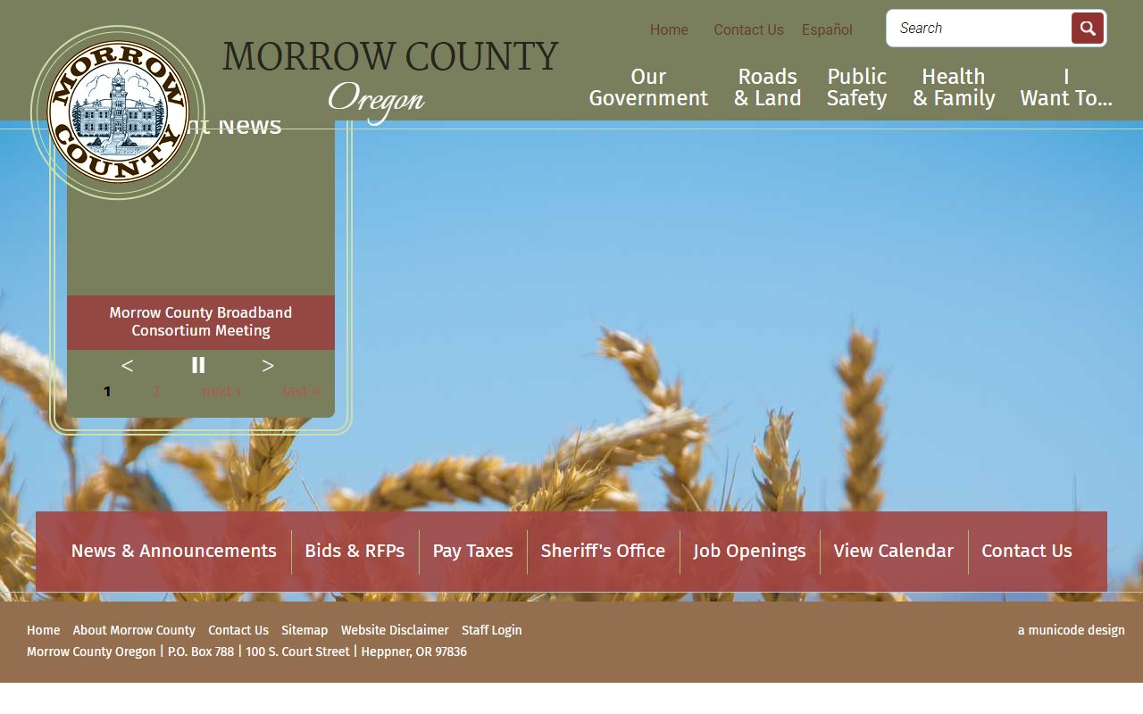 Morrow County government website for divorce decree information