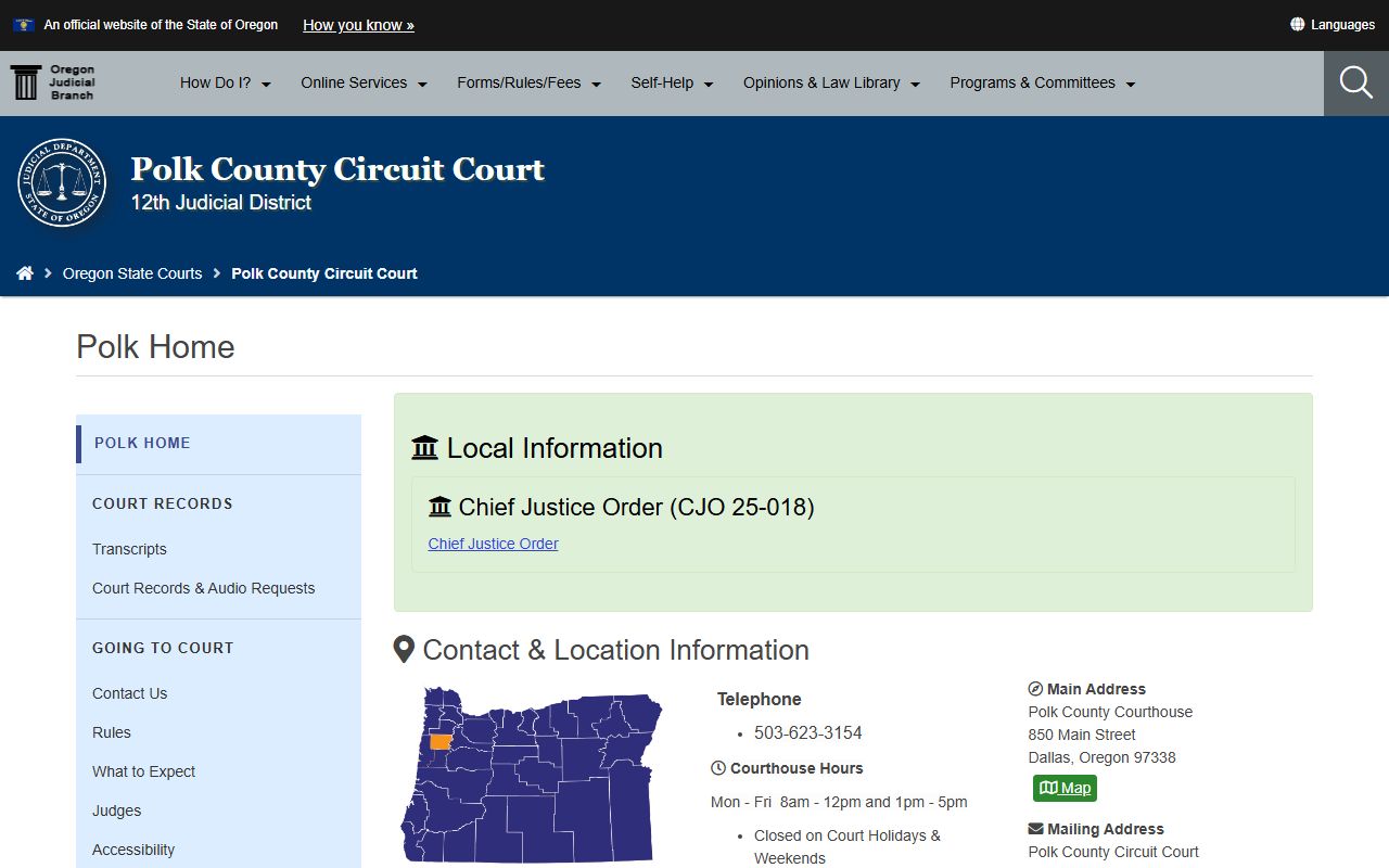 Polk County Circuit Court page for divorce decree records